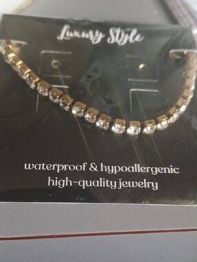 Gold Crystal Tennis Necklace - Waterproof Hypoallergenic